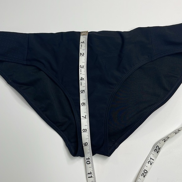 Athleta Black Bikini Bottom with Laser Cut detailing on Hips Size Large - Picture 11 of 11